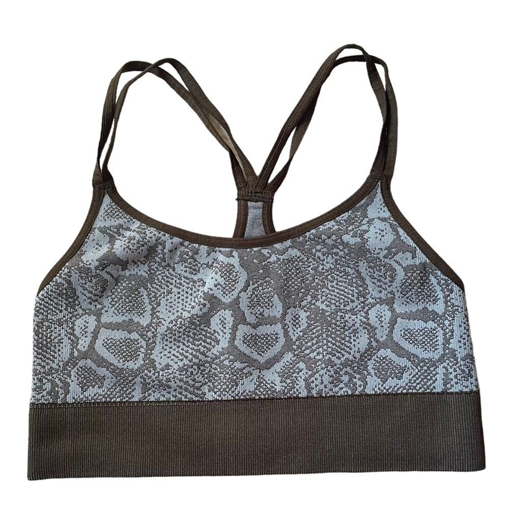 Bombshell Sportswear Seamless Racerback Blue Grey Sport Bra‎ NEW XS